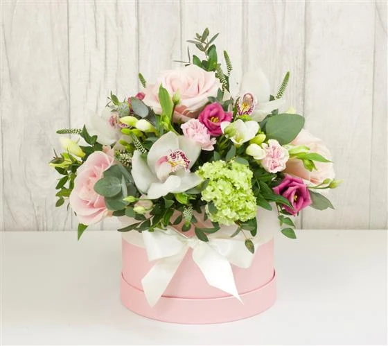 Elegant Flower Arrangement in a Black Box
